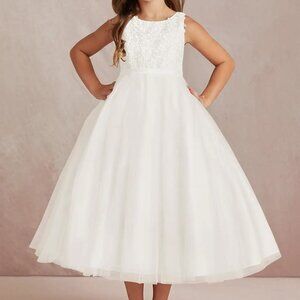Azazie Calla Flower Girls Dress, Ivory, Size 3T